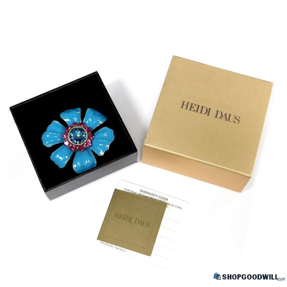 HEIDI DAUS "Flower Super Power" Enamel Crystal 6 Petal Brooch/Pin